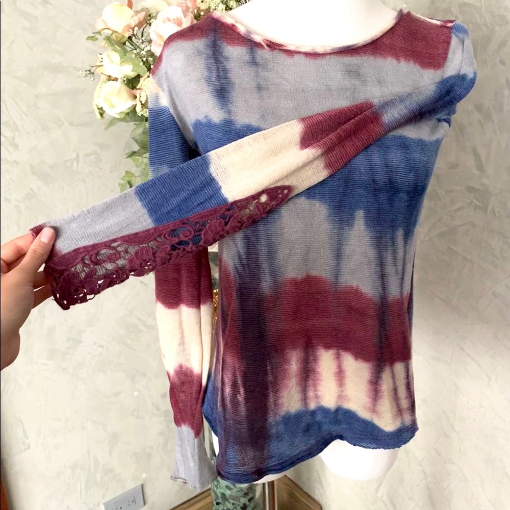 Tie-dye Lace Detail Blouse
